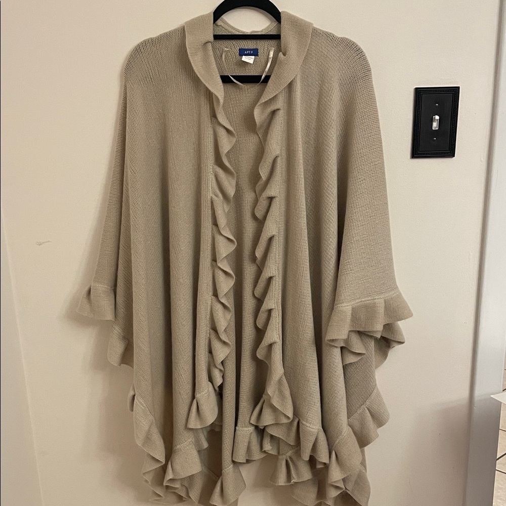 Apt. 9 Beige Ruffle-Trim Poncho